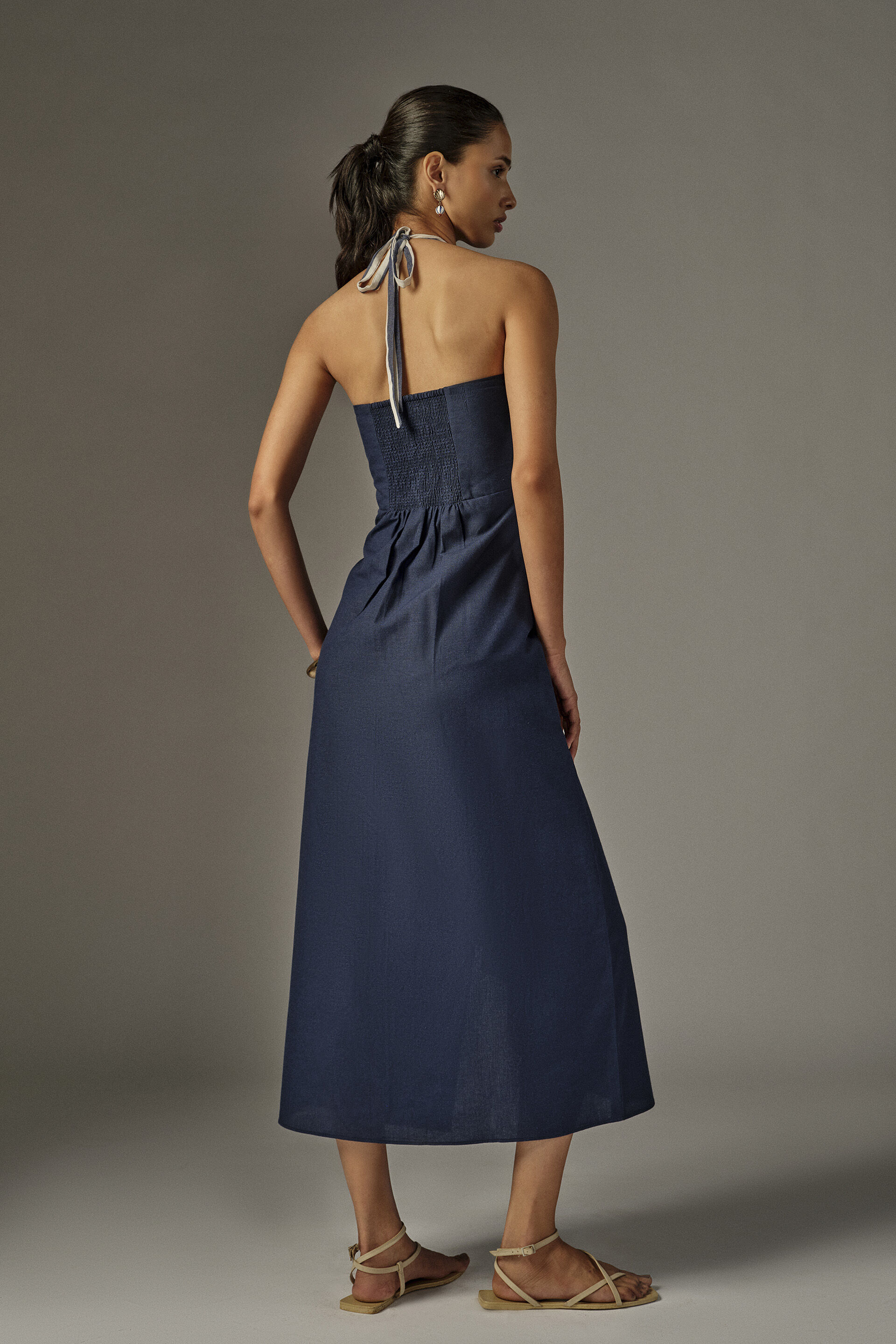Nuelle Navy Halter Dress, Blue, image 5
